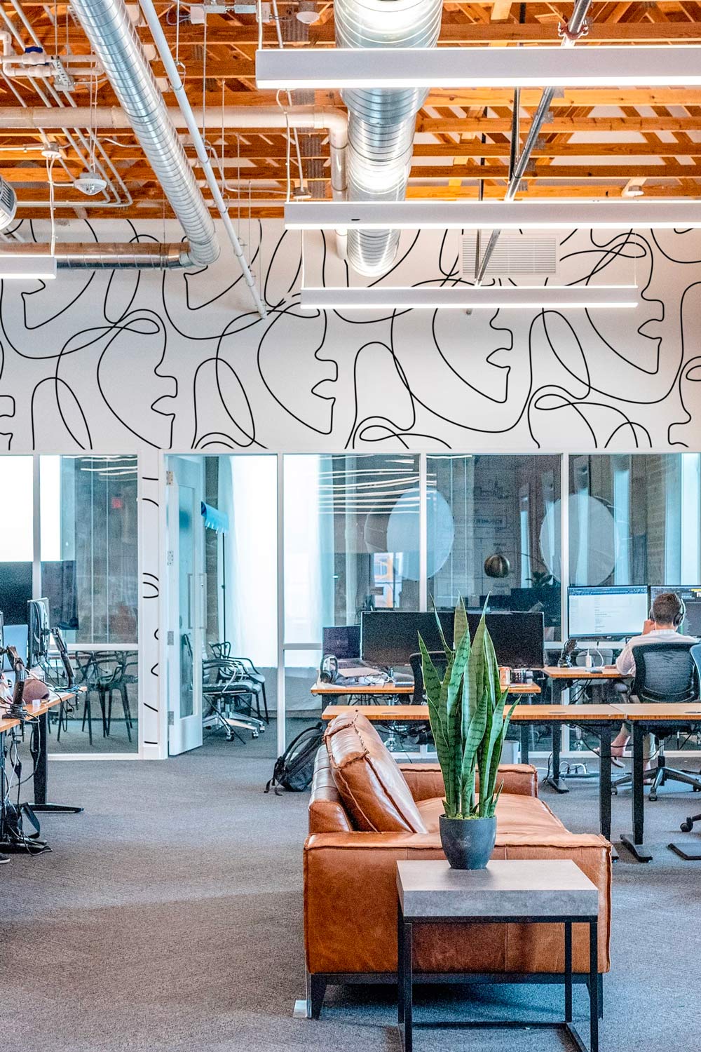 Commercial wallcovering in a workspace