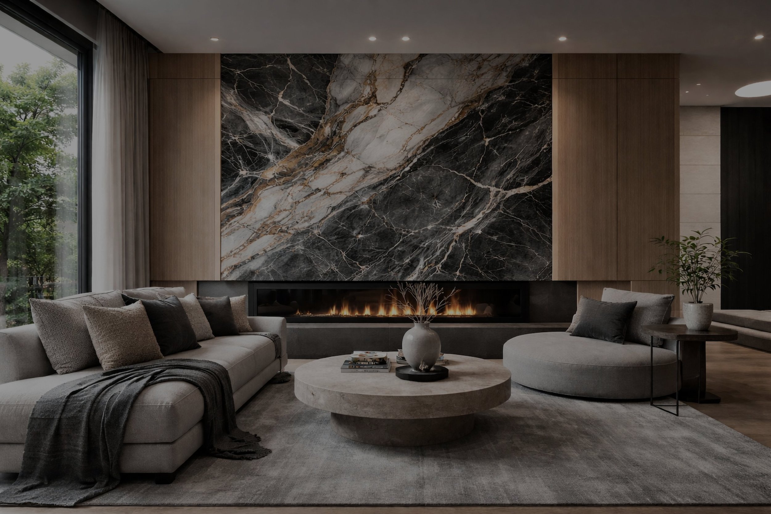 Wallpaper feature wall in a modern room
