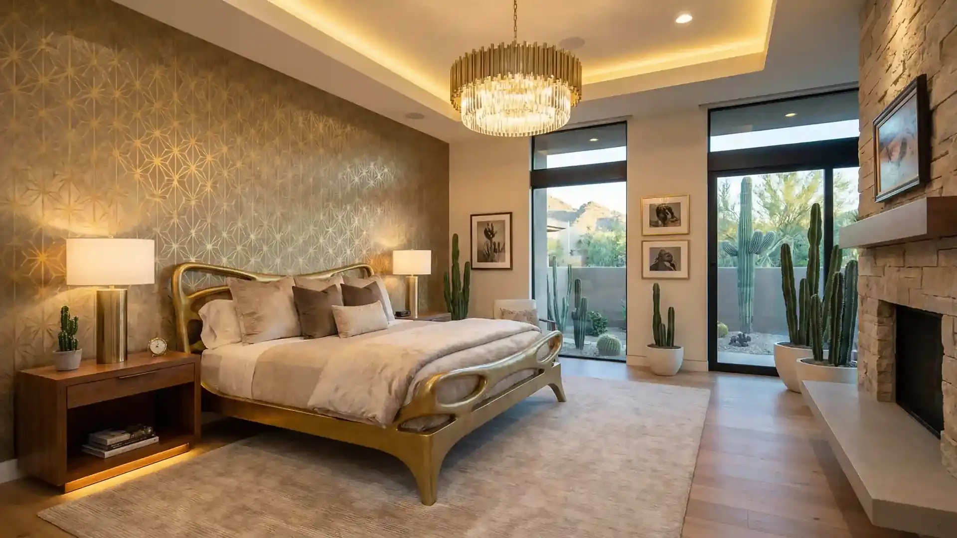 Finished wallpapered residential room