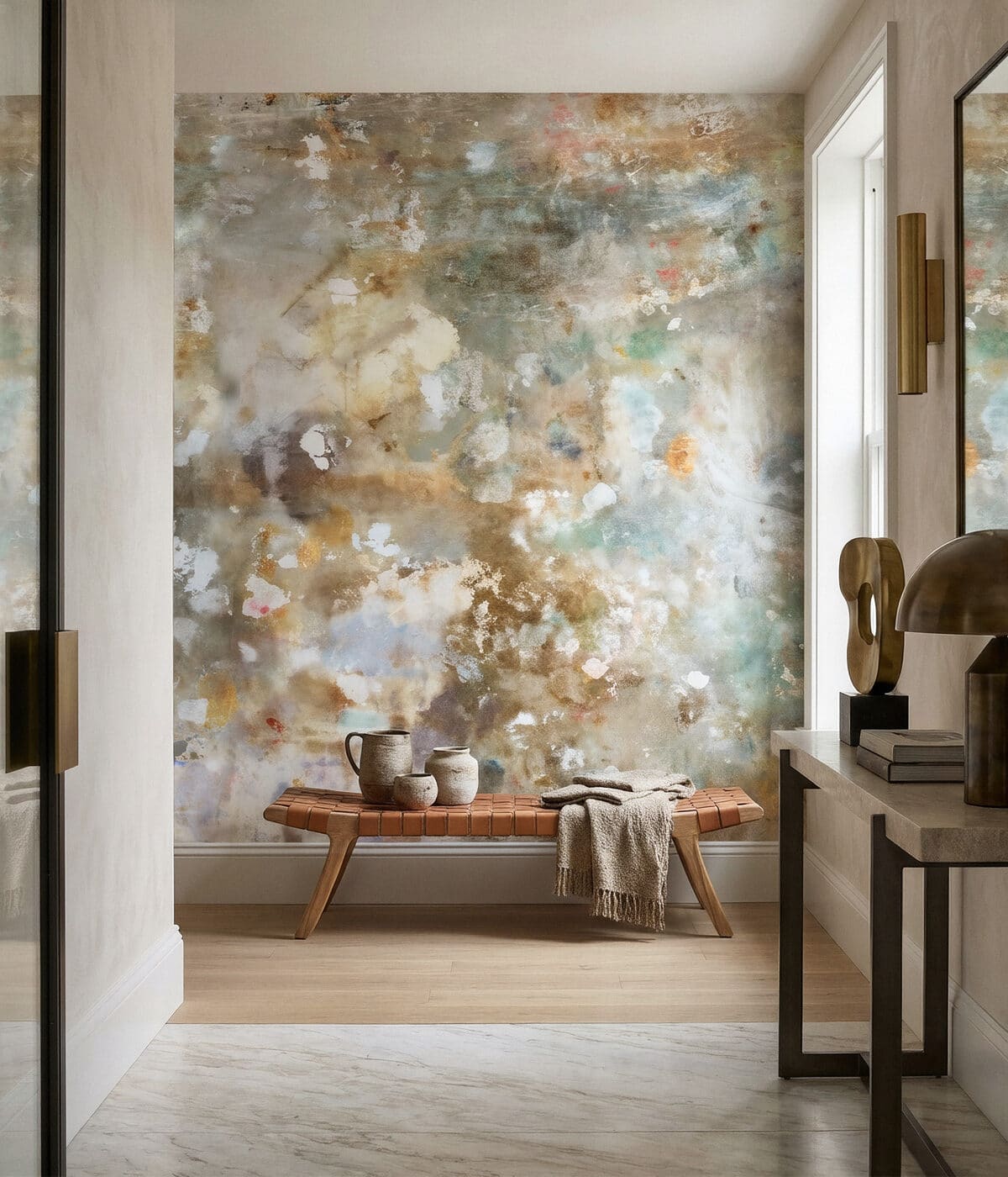Decorative mural wall in a finished room